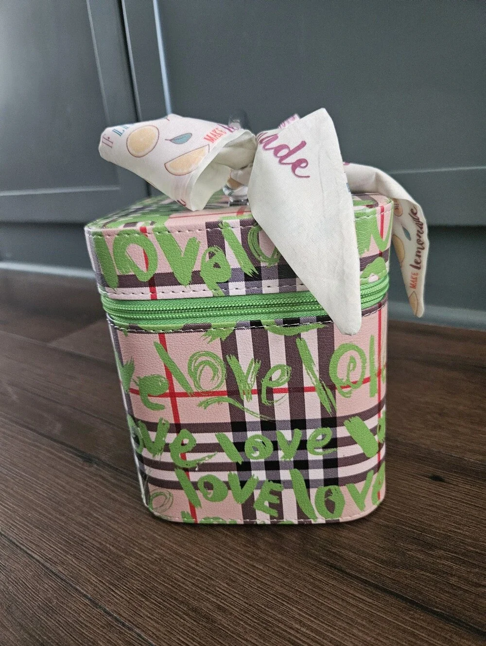 NEW Pink Plaid LOVE Train Case + Lemonade Twilly | Vanity Makeup Travel Case